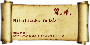 Mihalicska Artúr névjegykártya